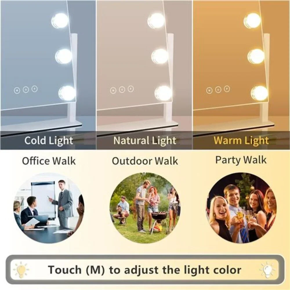 Vanity Mirror with Lights,Lighted Vanity Mirror with 9 Dimmable Bulbs